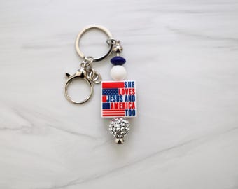 Love Jesus USA Silicone Bead Keychain – Personalized Bag Charm