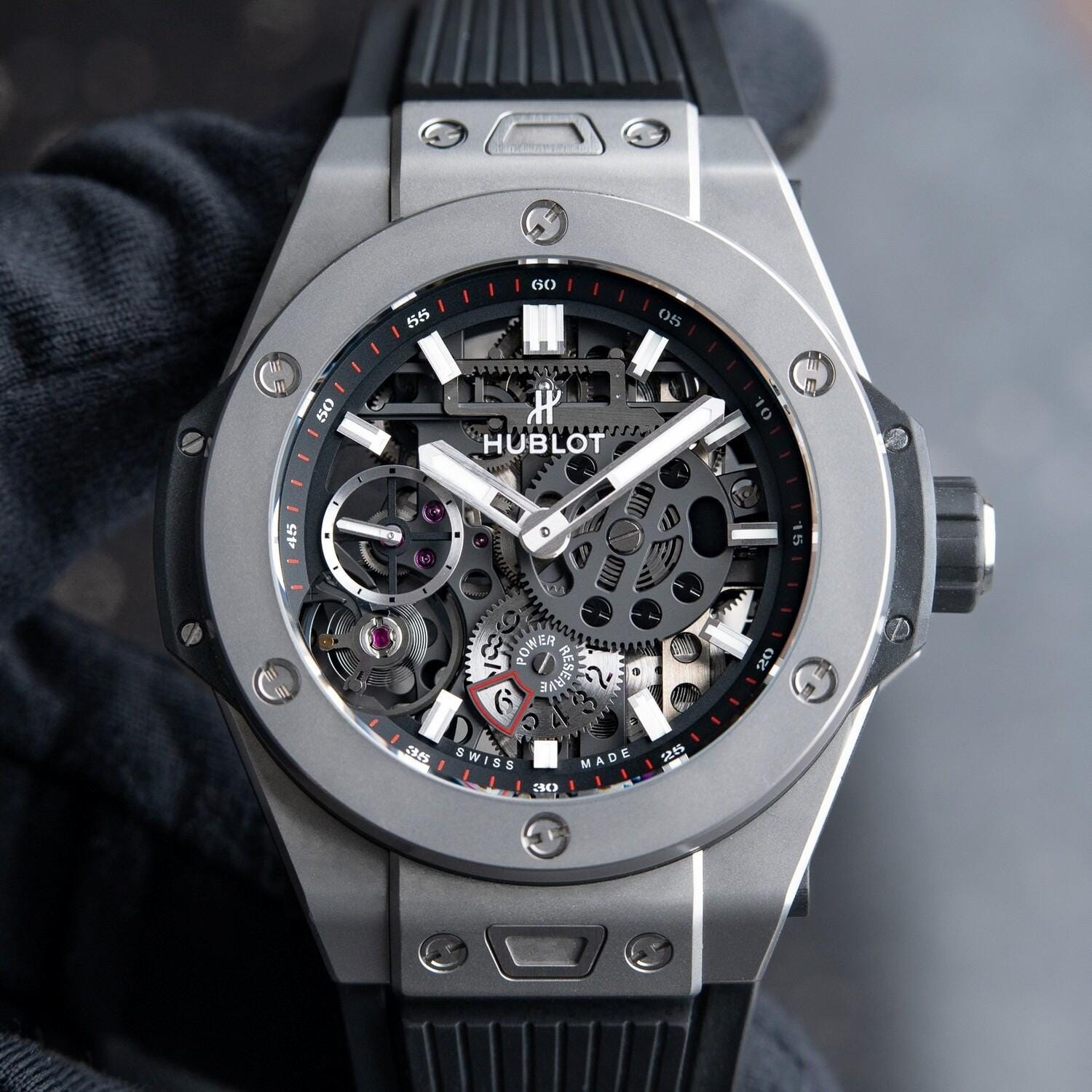 Strap watches - Hublott Big Bang Meca-10 Days Power Reserve Titanium Skeleton Openworked 45