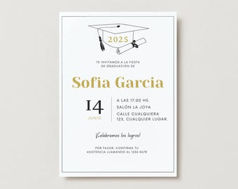 Uitnodiging Spaanse afstudeerfeestje – bewerkbaar, modern ontwerp (digitaal)