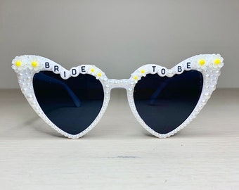 Bride to Be Pearl & Flowers Heart shaped Sunglasses