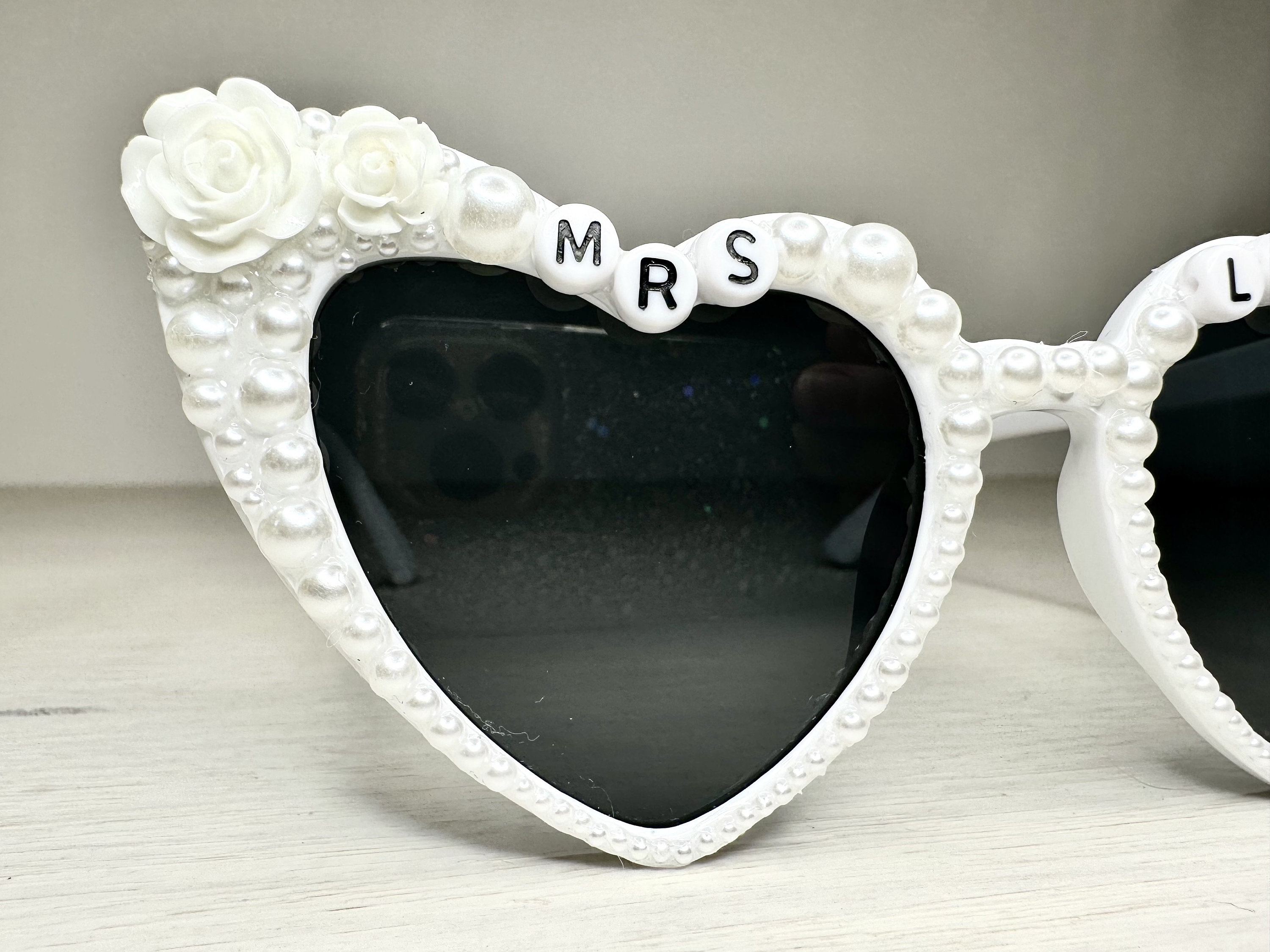 Occhiali Da Sole A Forma Di Cuore Con Perle Glitterate – Accessorio Da Sposa E Festa, Protezione UV, Per Donne - 2