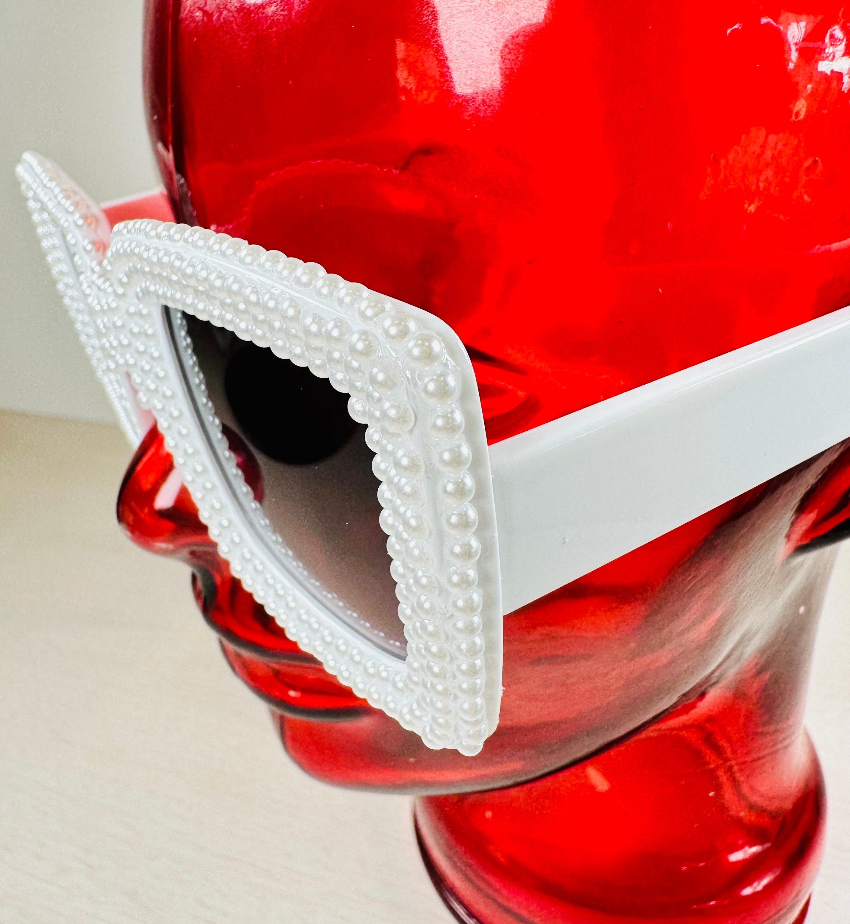 HPIRME Occhiali da sole quadrati oversize Occhiali da sole da donna con perle Occhiali da sole da donna grandi quadrati, trasparenti, taglia unica