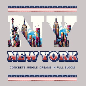 Skyline di New York City stampabile, decorazione da parete digitale della Statua della Libertà di New York, poster urbano patriottico, regalo di New York, souvenir del 4 luglio o souvenir di viaggio