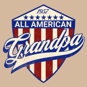 Tout grand-père américain imprimable - art mural patriotique bouclier des États-Unis pour le 4 juillet, fête des pères, cadeau d'anciens combattants, décoration numérique de la fête de l'indépendance