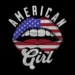 Amerikanisches Mädchen Lippen Flagge bedruckbar - Patriotische USA Lip Art für den 4