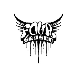 Typographie Four Season Wings - Impression logo grunge urbain - Téléchargement numérique Drip Art noir et blanc - Poster d'art mural streetwear