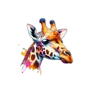 Art mural girafe coloré - Impression animal bohème - Décoration de chambre d'enfant jungle aquarelle - Safari moderne en téléchargement numérique