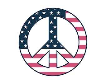 Símbolo de la Paz con la Bandera Estadounidense Imprimible: Arte Digital Patriótico para Decoración del 4 de Julio, Impresión de Pared del Día de la Independencia, Orgullo Estadounidense