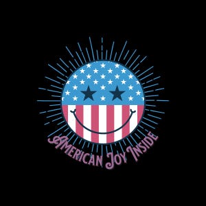 American Joy Inside – Patriotic Smiley Face Digital Art, USA Flag Printable, 4th of July Fun Design, Independence Day Sublimation