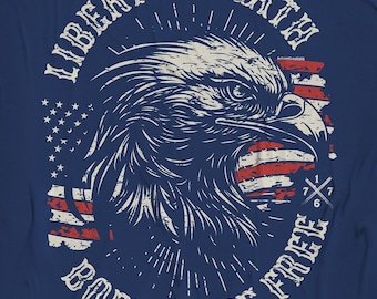 Liberty or Death Eagle Sublimation – Born to Be Free Patriotic Usa Flag Printable, 4th of July Freedom Clipart PNG JPG SVG