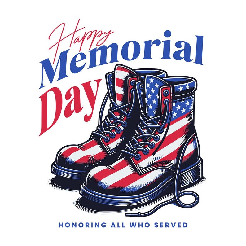 Memorial Day Boots Printable, Patriotic Military Wall Art Honoring ...