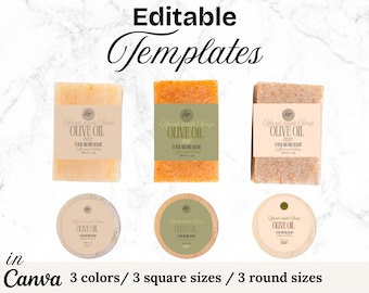 Editable Olive & Beige Soap Label Template: Canva DIY (Digital Download) Instant