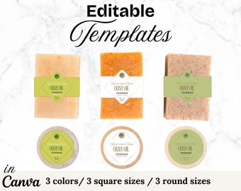 Editable White & Olive Soap Label Template: Canva Soap Wrap (Digital Download) Instant