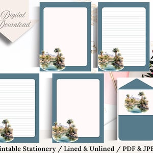 Oasis Blue Stone Dark & White Set Tamaño carta de EE. UU. PDF Descarga instantánea Paperful, papel, imprimible, descarga instantánea - artf ul, artef ul