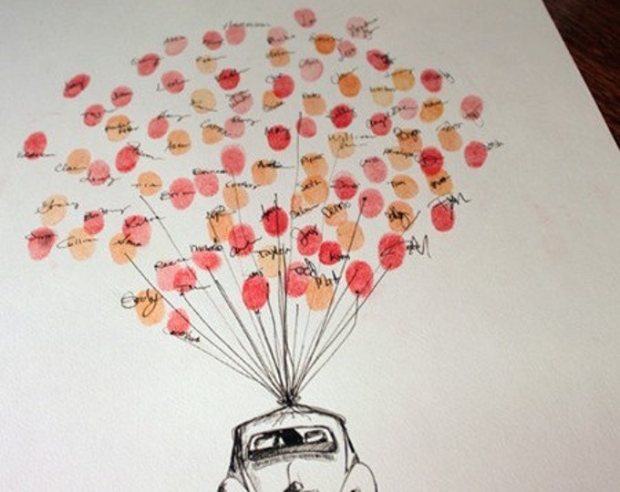MEDIUM Guest Book Fingerprint BALLOON With Love Bug drawing - Etsy