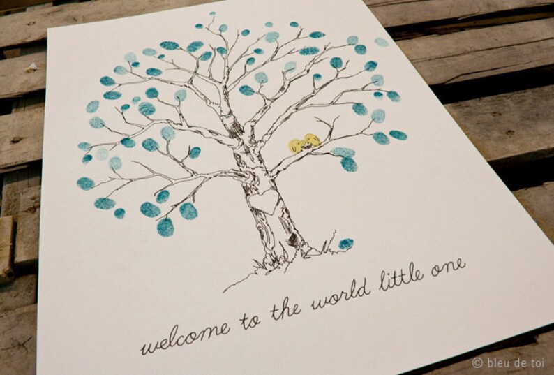 Baby Shower Guest Book Fingerprint Family Tree Guestbook Nursery Decor Wall Art Birthday Gift Ideas