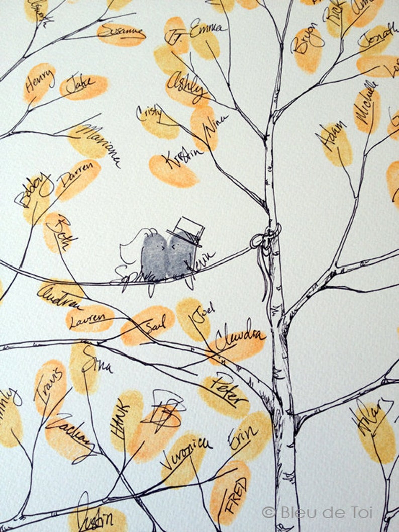 thumbprint tree Alternative Wedding Guest Book Rustic Wedding Fingerprint Tree Twin Aspen Tree unique guest book Wedding Guestbook