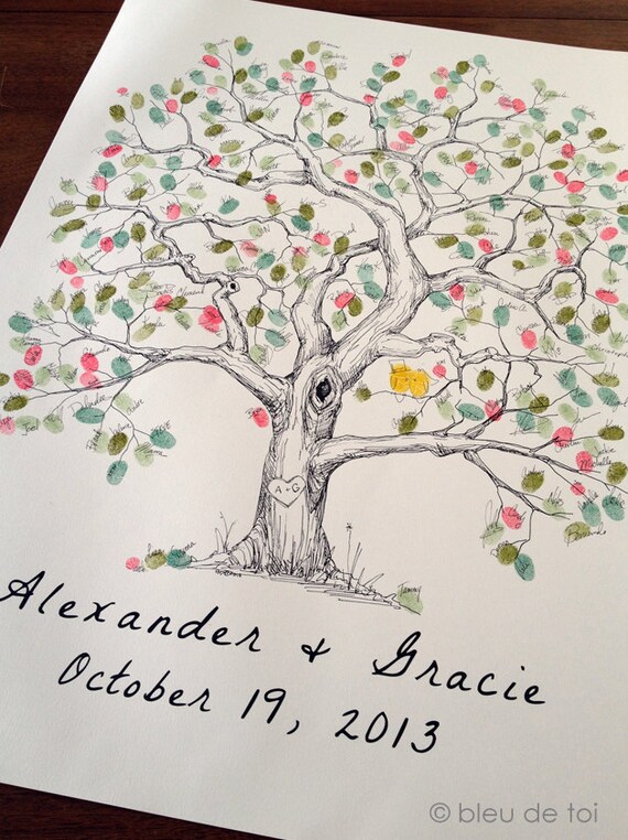 Wedding Guest Book Alternative Fingerprint Tree XL Elm Tree Etsy