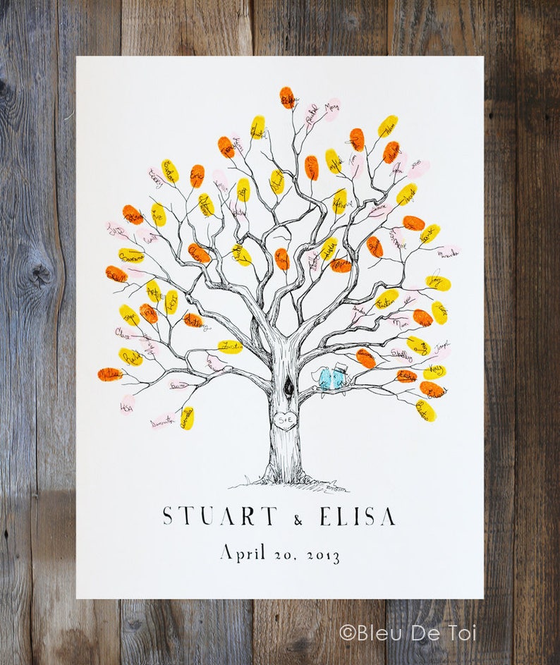 Fingerprint Tree Wedding Guest Book Alternative Unique Etsy
