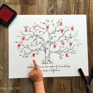 Fingerprint tree, Teacher appreciation, Apple tree artwork, Class Gift, school auction, Instant Download