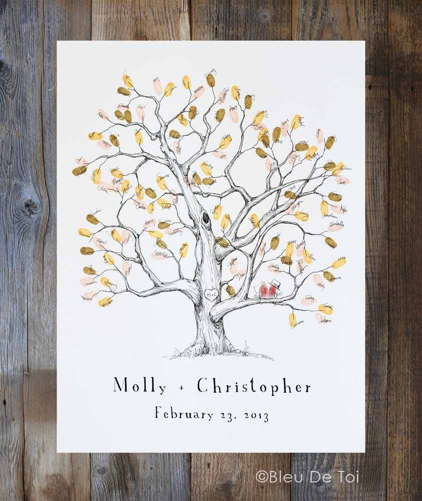 fingerprint tree wedding guest book alternative medium elm etsy fingerprint tree wedding guest book alternative medium elm etsy