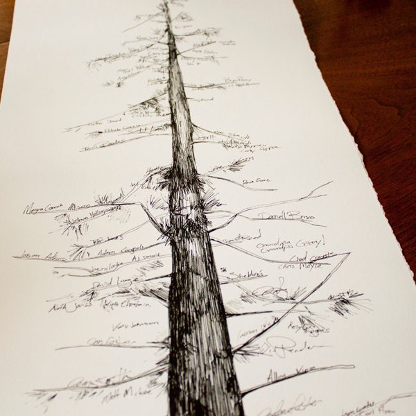 Conifer guest tree, hand drawn design - Great host/hostess gift