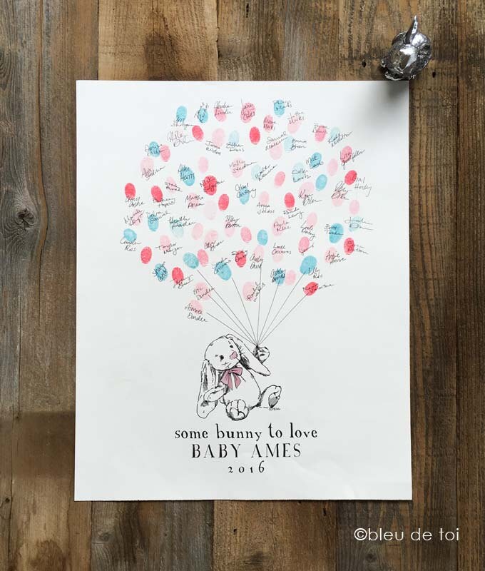 Some Bunny to Love: Fingerprint Balloon, Baby Shower Ideas, Thumbprint  Guest Book, Unique Nursery Decor -  UK