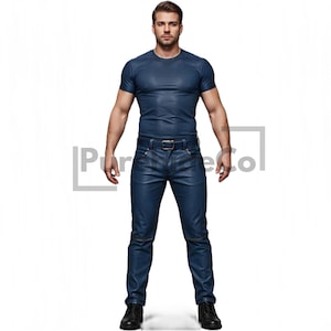 Men&#39;s Genuine Blue Leather Pants - Custom Leather Pants - Vintage Leather Pants - Stylish Slim Fit Trousers for Biker, and Festival Wear