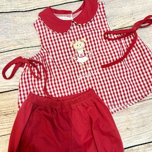 Girls Custom Game Day Outfit | Alabama Crimson Tide Baby Toddler Girl Outfit | Personalized Two Piece Set Girls Embroidered | Gingham RTR