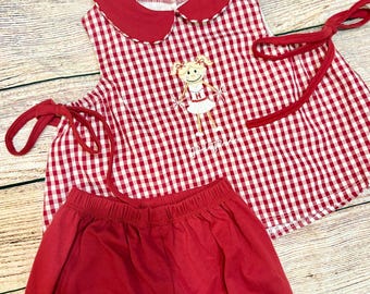 Girls Custom Game Day Outfit | Alabama Crimson Tide Baby Toddler Girl Outfit | Personalized Two Piece Set Girls Embroidered | Gingham RTR