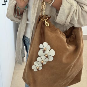 Bag charms, leather charms, bag accessories, leather keychains, charms, bag charms, leather flower