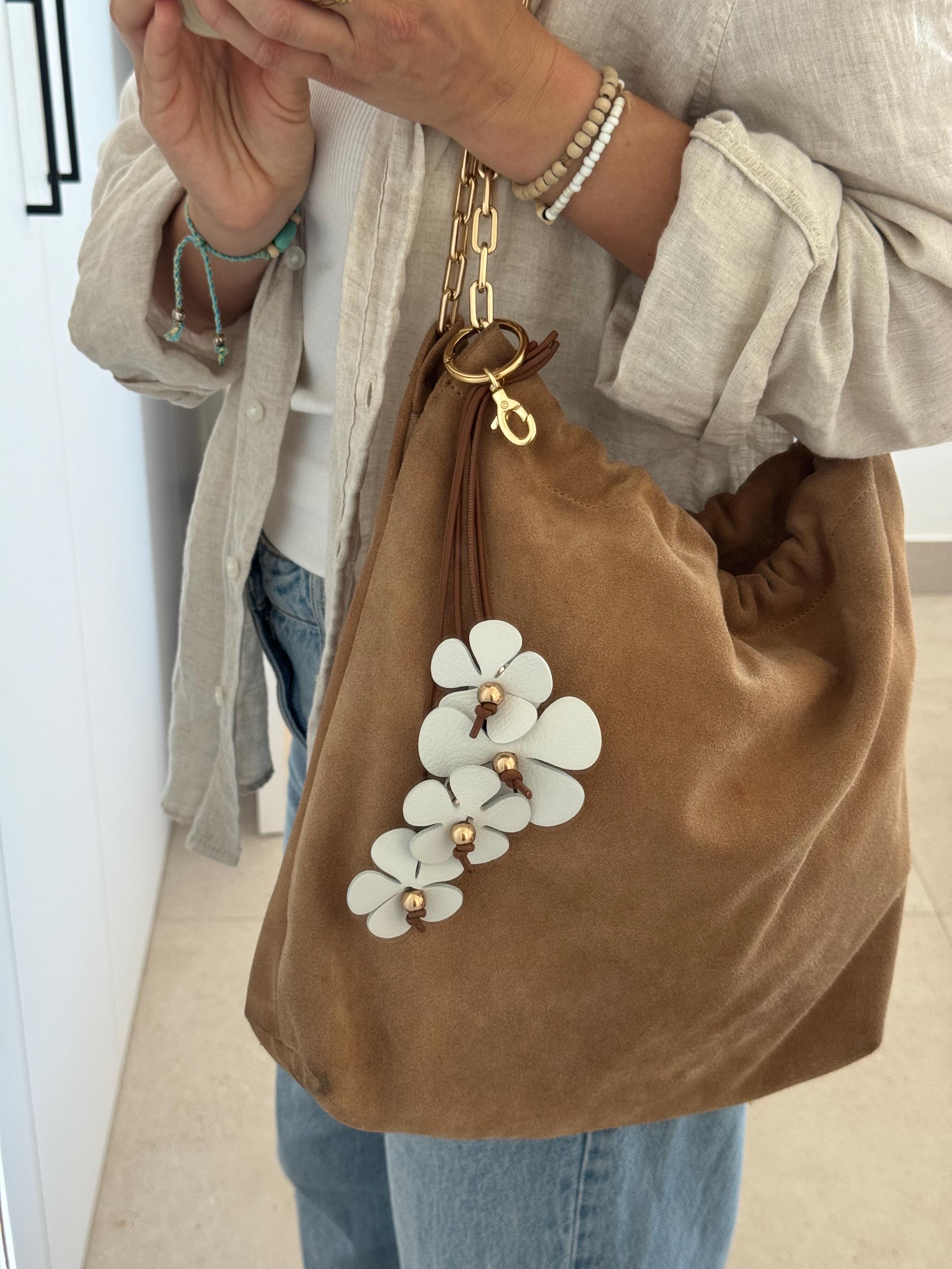 Bag charms, leather charms, bag accessories, leather keychains, charms, bag charms, leather flower