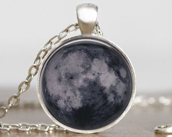New  Moon Necklace, New Moon Pendant, New Moon Jewelry, New Moon Charm, Space Necklace, Space Pendant, Space Jewelry, Space Charm