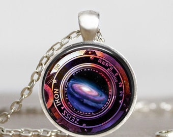 Milky way camera necklace, Milky way camera pendant, Milky way camera, Star lover gift, space camera,