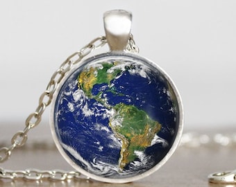 Earth Necklace, Earth Pendant,  Earth Jewelry,  Earth Charm, Space Necklace, Space Pendant, Space Jewelry, Space Charm