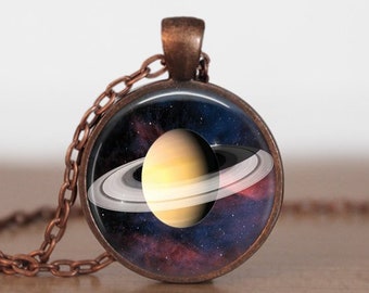 Saturn Necklace,  Saturn Pendant, Saturn Jewelry,  Saturn Charm, Space Necklace, Space Pendant, Space Jewelry, Space Charm