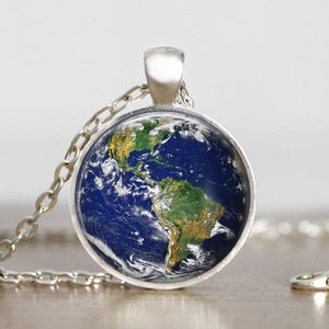 Earth Necklace, Earth Pendant,  Earth Jewelry,  Earth Charm, Space Necklace, Space Pendant, Space Jewelry, Space Charm