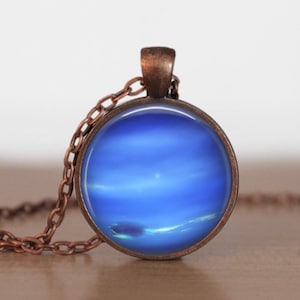 Neptune Necklace, Neptune Pendant, Neptune Jewelry, Neptune Charm, Space Necklace, Space Pendant, Space Jewelry, Space Charm image 1