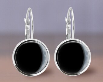 Waxing Crescent Moon Earrings Stud or Lever Back