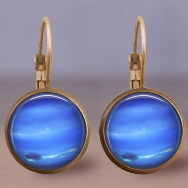 Planet Neptune Earrings Stud or Lever Back