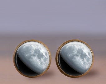 Waning Gibbous Moon Earrings Stud or Lever Back