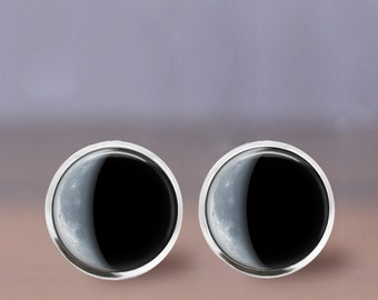 Waning Crescent Moon Earrings Stud or Lever Back (Fuller)