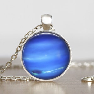 Neptune Necklace, Neptune Pendant, Neptune Jewelry, Neptune Charm, Space Necklace, Space Pendant, Space Jewelry, Space Charm image 3
