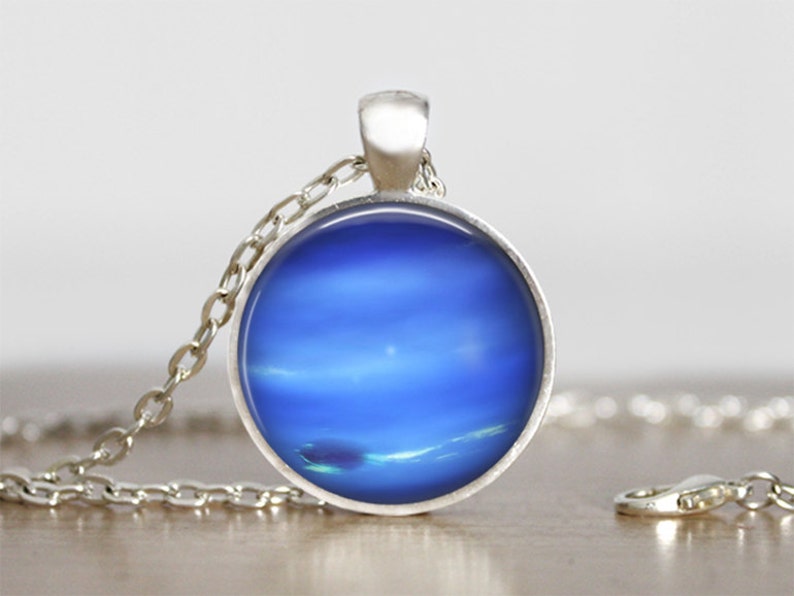 Neptune Necklace, Neptune Pendant, Neptune Jewelry, Neptune Charm, Space Necklace, Space Pendant, Space Jewelry, Space Charm image 3