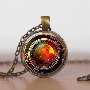 Space Camera Lens Necklace, Space Camera Lens Pendant, Space Camera Lens Jewelry, Space Camera Lens Charm image 2