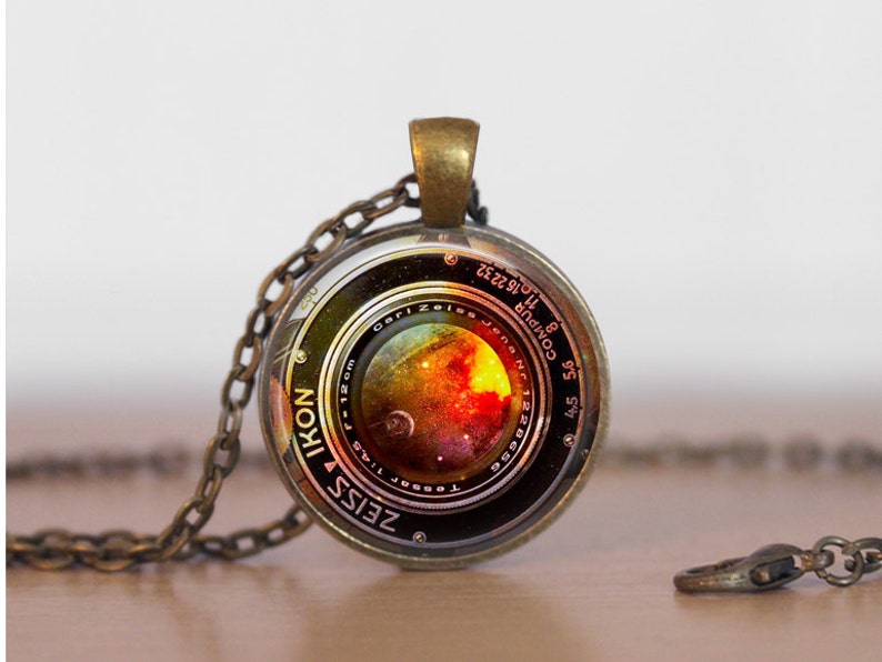 Space Camera Lens Necklace, Space Camera Lens Pendant, Space Camera Lens Jewelry, Space Camera Lens Charm image 2