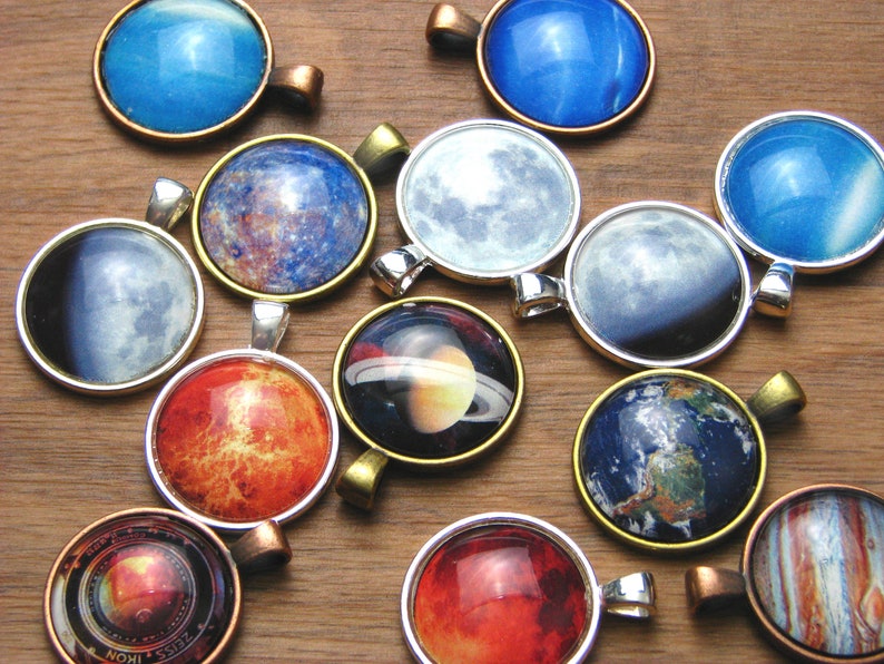 Neptune Necklace, Neptune Pendant, Neptune Jewelry, Neptune Charm, Space Necklace, Space Pendant, Space Jewelry, Space Charm image 8