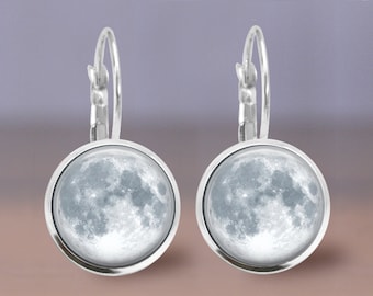Full Moon Earrings Stud or Lever Back