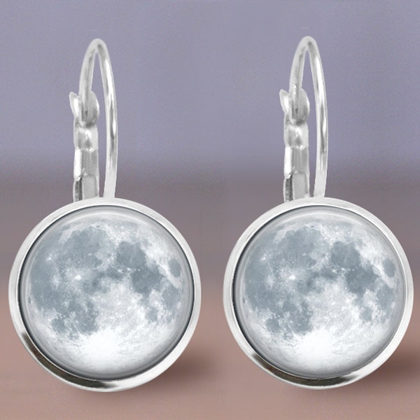 Full Moon Earrings Stud or Lever Back