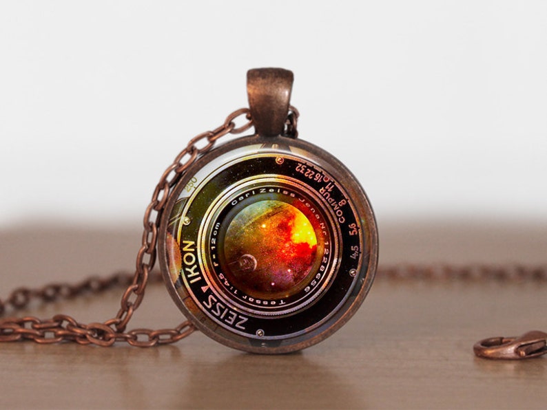 Space Camera Lens Necklace, Space Camera Lens Pendant, Space Camera Lens Jewelry, Space Camera Lens Charm image 3